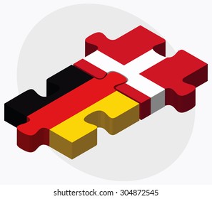Germany and Kingdom of Denmark Flags in puzzle isolated on white background