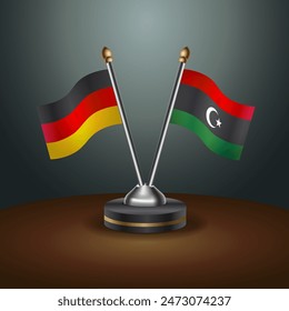 Germany and Kingdom of Libya table flags relation with gradient backgrund. Vector Illustration