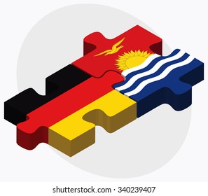 Germany and Kiribati Flags in puzzle isolated on white background