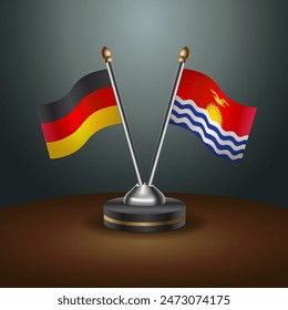 Germany and Kiribati table flags relation with gradient backgrund. Vector Illustration