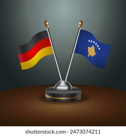 Germany and Kosovo table flags relation with gradient backgrund. Vector Illustration