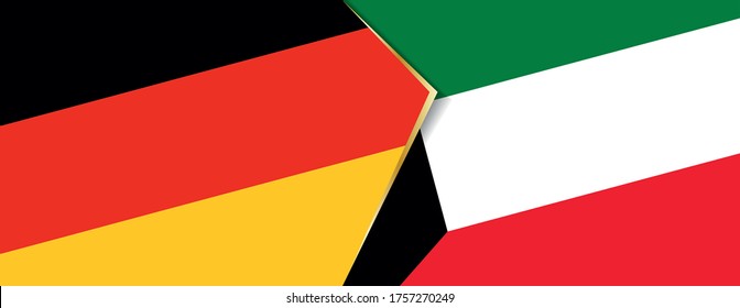 Germany and Kuwait flags, two vector flags symbol of relationship or confrontation.