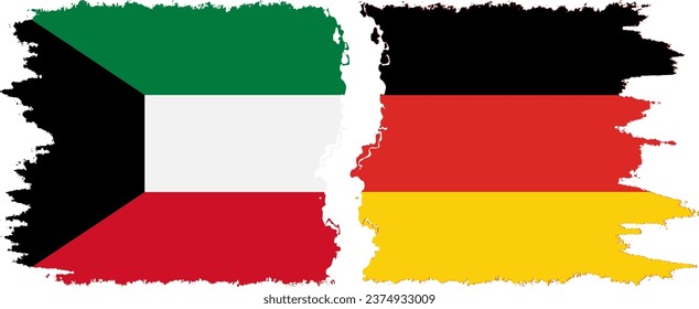 Germany and Kuwait grunge flags connection, vector