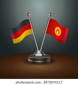 Germany and Kyrgyzstan table flags relation with gradient backgrund. Vector Illustration