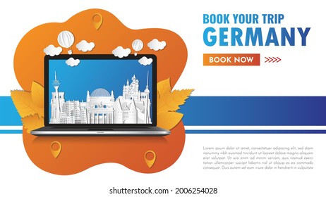 Germany Landmark Global Travel And Journey paper background. Vector Design Template.used for your advertisement, book, banner, template, travel business or presentation