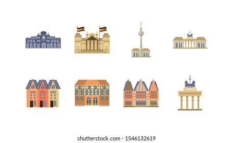 germany landmarks icon set pack, High Quality variety symbols Vector illustration