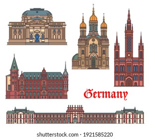 Germany Landmarks Travel Architecture Wiesbaden German Stock Vector ...