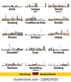 Germany largest cities skylines isolated illustrations vector collection