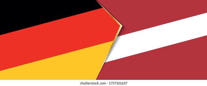 Deutschland und Lettland Flaggen, zwei Vektorflaggen Symbol für Beziehung oder Konfrontation.