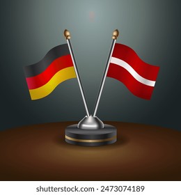 Germany and Latvia table flags relation with gradient backgrund. Vector Illustration