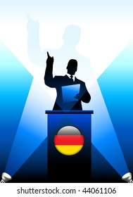 Germany Leader Giving Speech on Stage Original Vector Illustration
