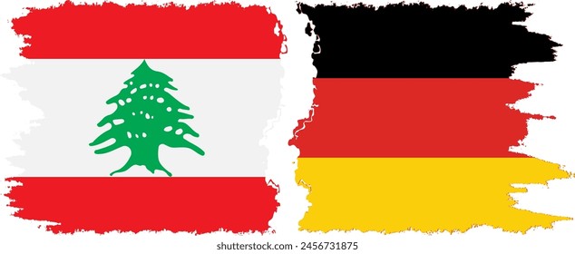 Germany and Lebanon grunge flags connection, vector