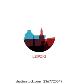 Germany Leipzig cityscape skyline capital city panorama vector flat modern logo icon. Central Europe region emblem idea with landmarks and building silhouettes