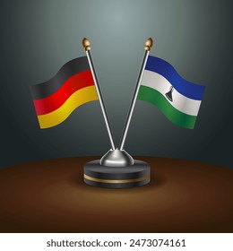 Germany and Lesotho table flags relation with gradient backgrund. Vector Illustration