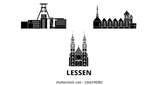 Germany, Lessen flat travel skyline set. Germany, Lessen black city vector illustration, symbol, travel sights, landmarks.