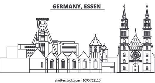 Germany, Lessen line skyline vector illustration. Germany, Lessen linear cityscape with famous landmarks, city sights, vector landscape. 