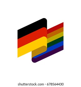 Germany and LGBT flag. Symbol of tolerant Deutschland. Gay sign rainbow
