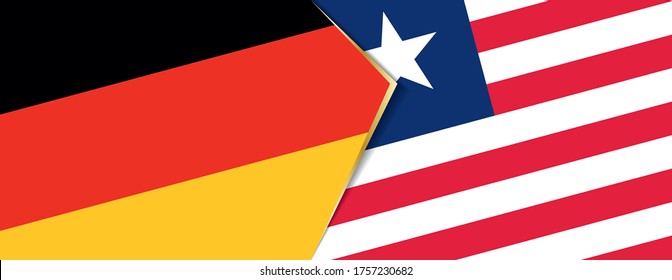 Deutschland und Liberia Flaggen, zwei Vektorfahnen Symbol für Beziehung oder Konfrontation.