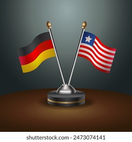 Germany and Liberia table flags relation with gradient backgrund. Vector Illustration