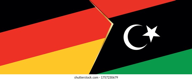 Germany and Libya flags, two vector flags symbol of relationship or confrontation.