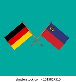 germany and Liechtenstein crossed flags.Language learning or travel concept.