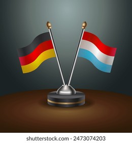 Germany and Liechtenstein table flags relation with gradient backgrund. Vector Illustration