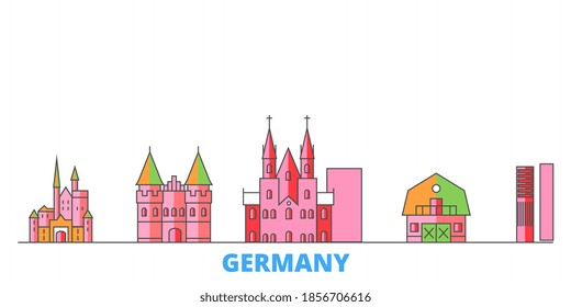 Germany line cityscape, flat vector. Travel city landmark, oultine illustration, line world icons