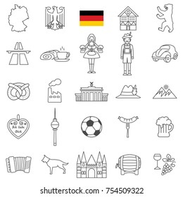 Juego de iconos de línea de Alemania.Vector