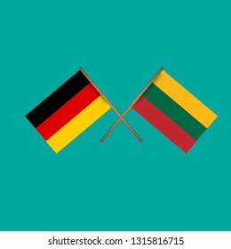 germany and Lithuania crossed flags.Language learning or travel concept.