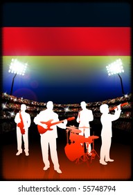 Germany Live Music Band on Stadium Concert Background with Flag Original Illustration
