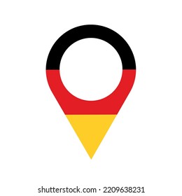 pin de ubicación de alemania, gps marker, hecho en símbolo de Alemania, encontremos señales, colores negro, rojo y dorado, vector