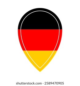 Germany location pin isolated on white. Location pointer for indicating locations related to Germany. Vector icon for mobile apps, UI and web design