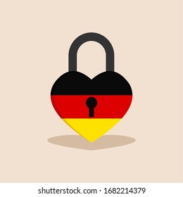 germany lockdown love symbol. Coronavirus pandemic puts germany on lockdown with isolated background.
