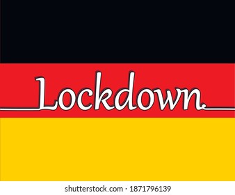 Bloqueo de Alemania para prevenir la propagación o el brote de coronavirus. Ilustración vectorial. Dibujo continuo de una línea - Grabación de bloqueo en la bandera alemana.