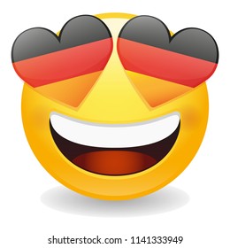 Germany Love Emoji Face Vector Design Art Trendy Communication Chat Element.