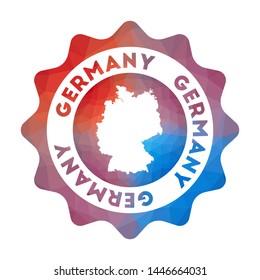 Germany low poly logo. Colorful gradient travel logo of the country in geometric style. Multicolored polygonal Germany rounded sign with map for your infographics.