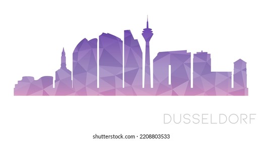 Düsseldorf, Alemania Diseño de la Ciudad de la Pinza de bajo perfil de polígono. Icono de horizonte gráfico de polígono geométrico. Símbolo de ilustración vectorial.