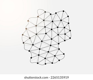 Símbolo alemán de polos bajos con puntos conectados. Ilustración vectorial de diseño de mapas de Alemania. Ilustración del modelo de alambre poligonal del mapa del país para el diseño del sitio web