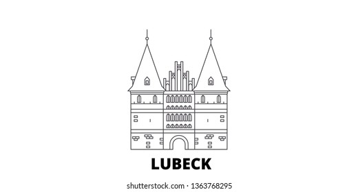 Germany, Lubeck City line travel skyline set. Germany, Lubeck City outline city vector illustration, symbol, travel sights, landmarks.