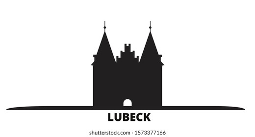 Germany, Lubeck City city skyline isolated vector illustration. Germany, Lubeck City travel black cityscape