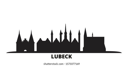 Germany, Lubeck city skyline isolated vector illustration. Germany, Lubeck travel black cityscape