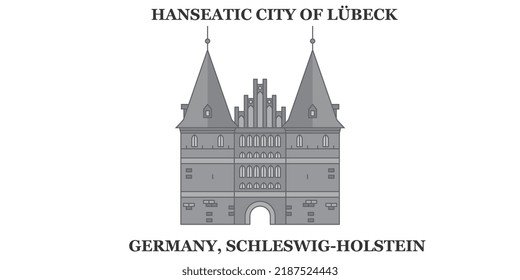 Alemania, Lubeck City Skyline aislada ilustración vectorial, íconos