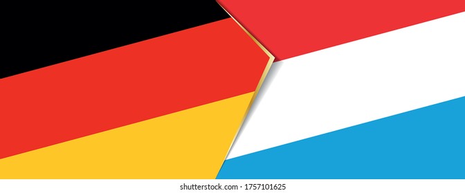 Deutschland und Luxemburg Flaggen, zwei Vektorflaggen Symbol für Beziehung oder Konfrontation.