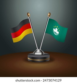 Germany and Macao table flags relation with gradient backgrund. Vector Illustration