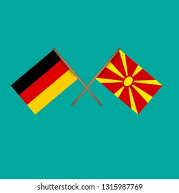 Germany and Macedonia crossed flags.Language learning or travel concept.