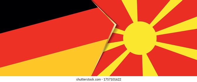 Deutschland und Mazedonien - zwei Vektorflaggen Symbol für Beziehung oder Konfrontation.