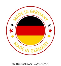 Germany Made in Stamp in circle with flag Vector template on white background