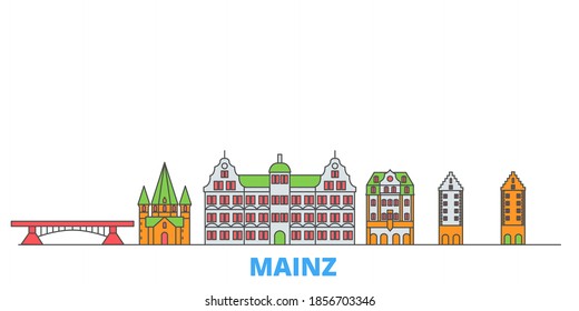 Germany, Mainz line cityscape, flat vector. Travel city landmark, oultine illustration, line world icons