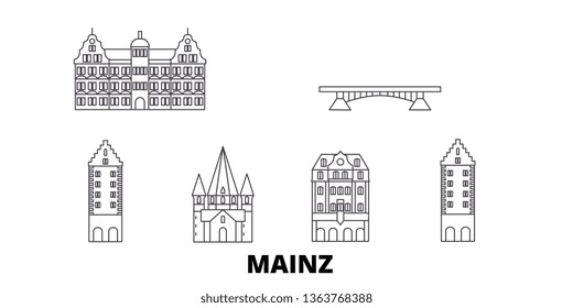 Germany, Mainz line travel skyline set. Germany, Mainz outline city vector illustration, symbol, travel sights, landmarks.