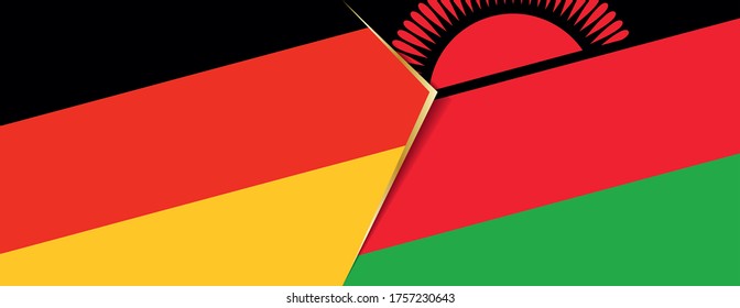 Deutschland und Malawi Flaggen, zwei Vektorfahnen Symbol für Beziehung oder Konfrontation.